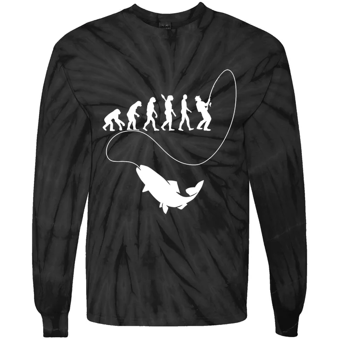 Funny Fisherman Fishing Evolution Tie-Dye Long Sleeve Shirt