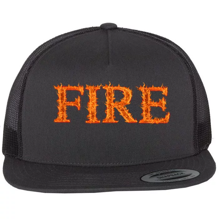 Fire Flame Flat Bill Trucker Hat