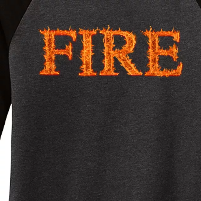 Fire Flame Women's Tri-Blend 3/4-Sleeve Raglan Shirt