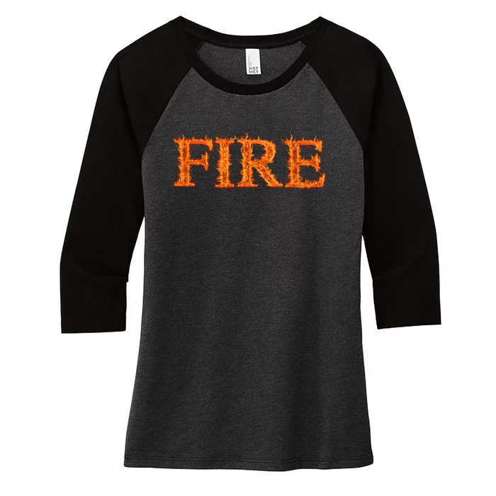 Fire Flame Women's Tri-Blend 3/4-Sleeve Raglan Shirt