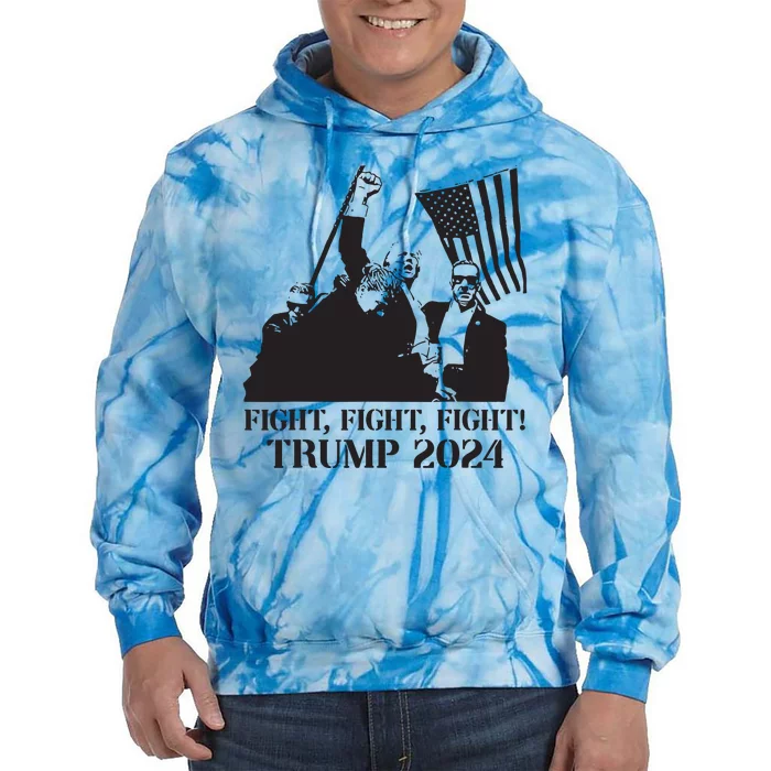 Fight Fight Fight Trump 2024 Pennsylvania Rally Patriot Tie Dye Hoodie