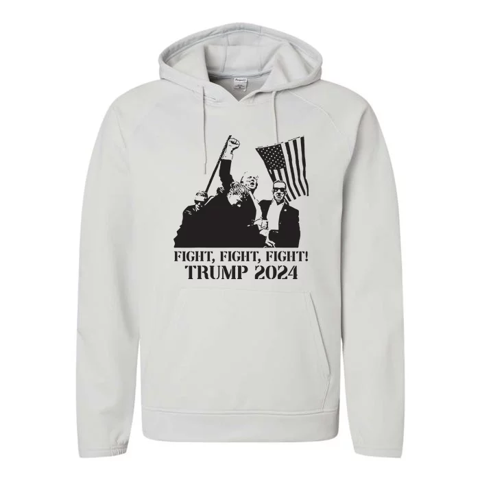 Fight Fight Fight Trump 2024 Pennsylvania Rally Patriot Performance Fleece Hoodie