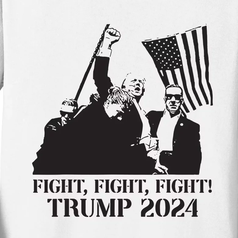 Fight Fight Fight Trump 2024 Pennsylvania Rally Patriot Kids Long Sleeve Shirt