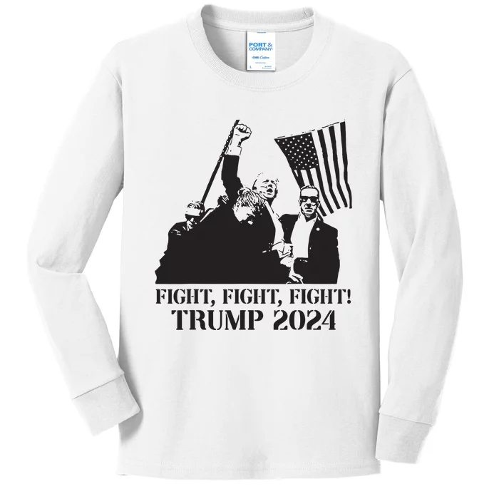 Fight Fight Fight Trump 2024 Pennsylvania Rally Patriot Kids Long Sleeve Shirt