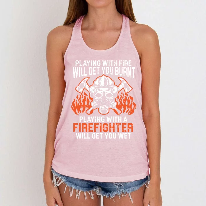 Firefighting Fire Firefighter Fire Rescue Fire Meaningful Gift Women's Knotted Racerback Tank