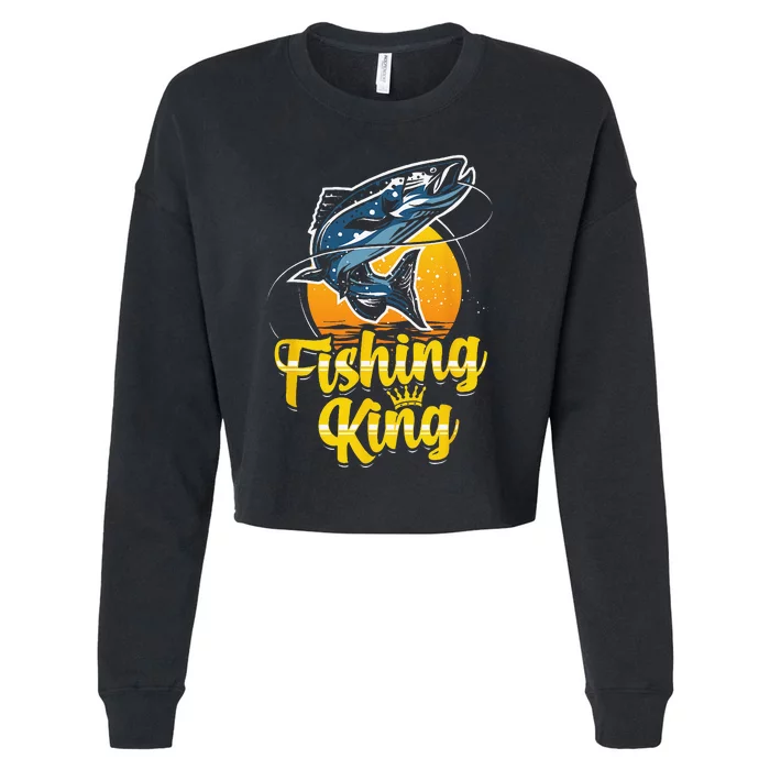 Fishing For Funny Fishing Gift For Fisherman Cropped Pullover Crew