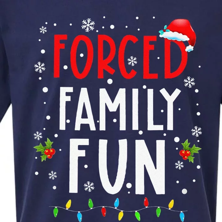 Forced Family Fun Winter Holidays Funny Christmas Sueded Cloud Jersey T-Shirt