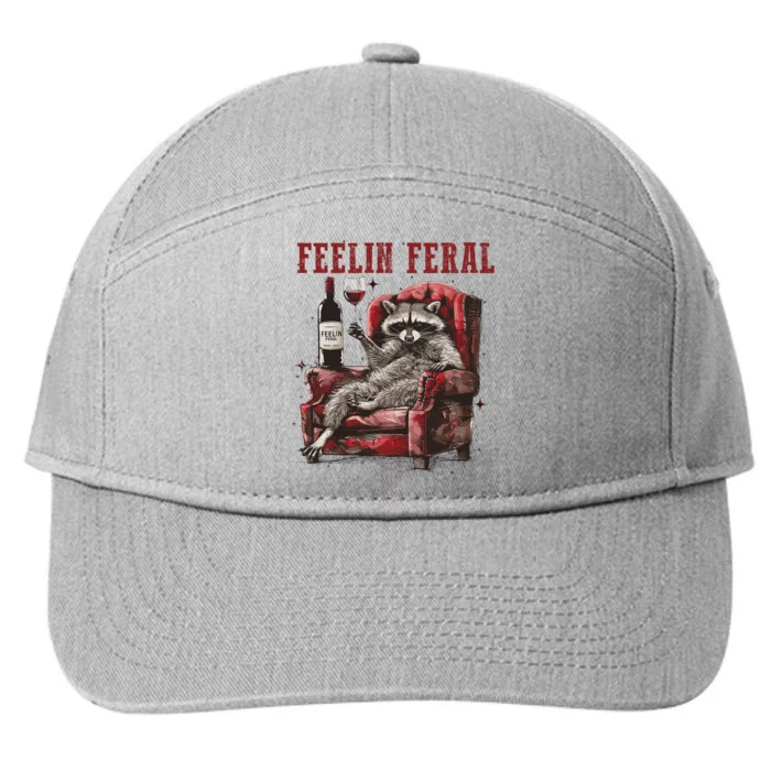 Feeling Feral Funny Raccoon Design 7-Panel Snapback Hat