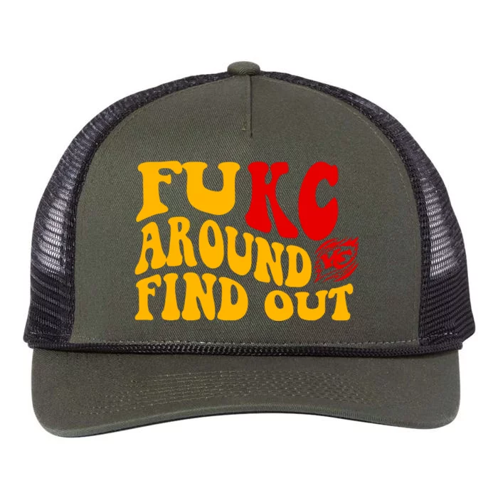 Funny Fuck FUKC Kansas City Around Find Out Retro Rope Trucker Hat Cap