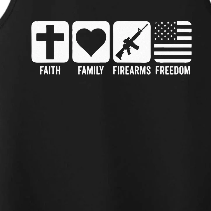 Faith Family Firearms & Freedom USA Flag Pro God & Guns Performance Tank