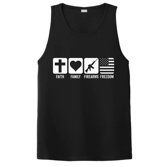 Faith Family Firearms & Freedom USA Flag Pro God & Guns Performance Tank