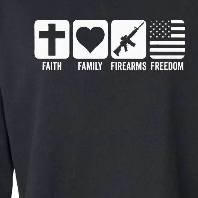 Faith Family Firearms & Freedom USA Flag Pro God & Guns Cropped Pullover Crew