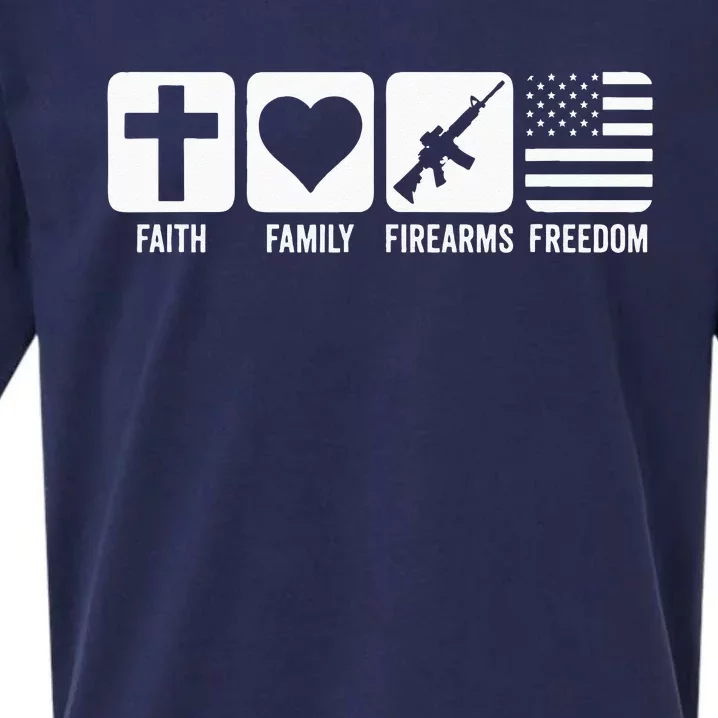 Faith Family Firearms & Freedom USA Flag Pro God & Guns Sueded Cloud Jersey T-Shirt