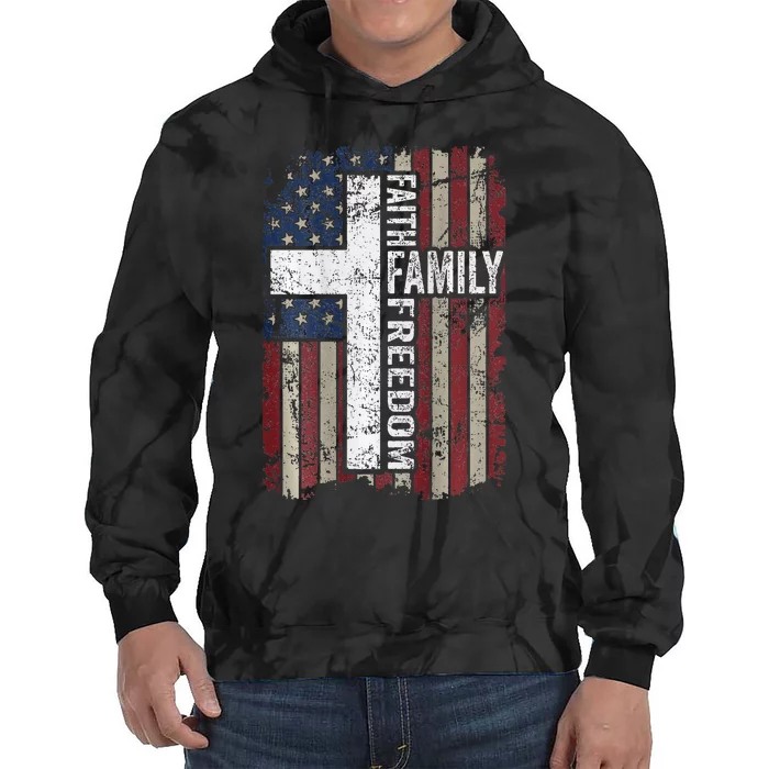 Faith Family Freedom Christian Vintage Usa Flag Tie Dye Hoodie