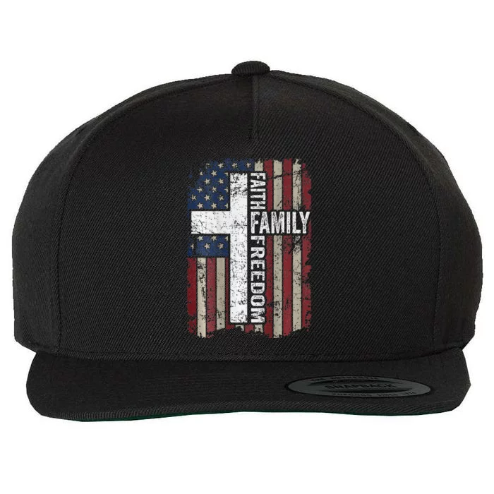 Faith Family Freedom Christian Vintage Usa Flag Wool Snapback Cap