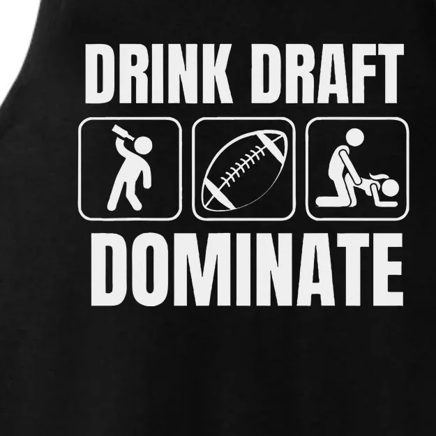 Funny Fantasy Football Drink Draft Dominate Ladies Tri-Blend Wicking Tank