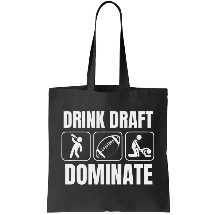 Funny Fantasy Football Drink Draft Dominate Tote Bag