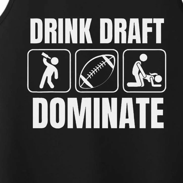 Funny Fantasy Football Drink Draft Dominate Performance Tank