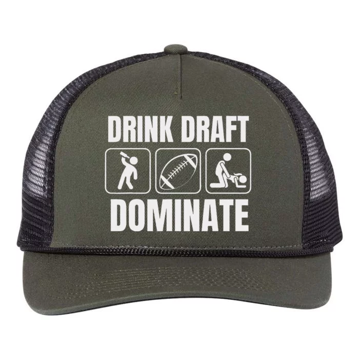 Funny Fantasy Football Drink Draft Dominate Retro Rope Trucker Hat Cap