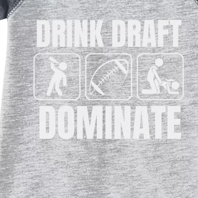 Funny Fantasy Football Drink Draft Dominate Infant Baby Jersey Bodysuit