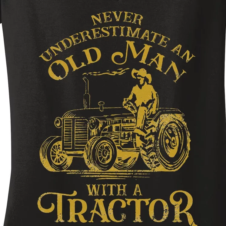 Funny Farmer Farm Tractor Farming Truck Lovers Humor Outfit Women's V-Neck T-Shirt