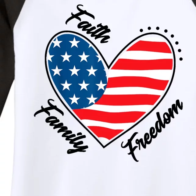 Faith Family Freedom 4th Of July Patriotic Women's Tri-Blend 3/4-Sleeve Raglan Shirt