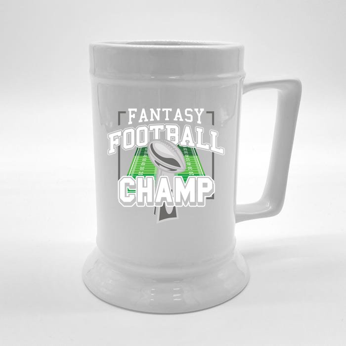 Funny Fantasy Football Champ Tee Fantasy Football Winner Great Gift Front & Back Beer Stein