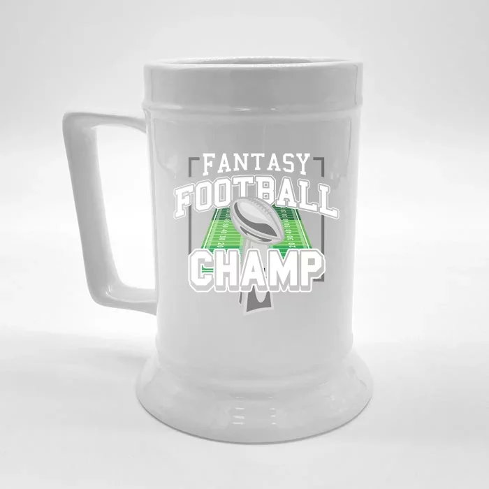 Funny Fantasy Football Champ Tee Fantasy Football Winner Great Gift Front & Back Beer Stein