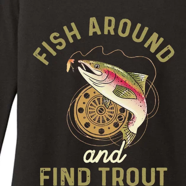 Funny Fishing Fish Around And Find Trout Womens CVC Long Sleeve Shirt