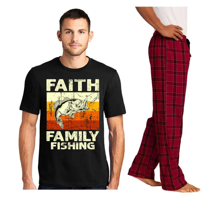 Faith Family Fishing Quotes Vintage Fishing Cool Gift Pajama Set