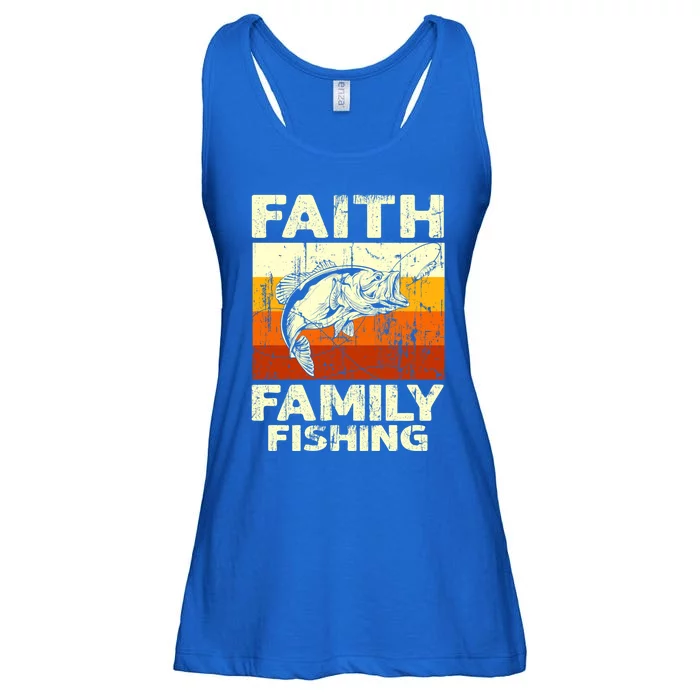 Faith Family Fishing Quotes Vintage Fishing Cool Gift Ladies Essential Flowy Tank