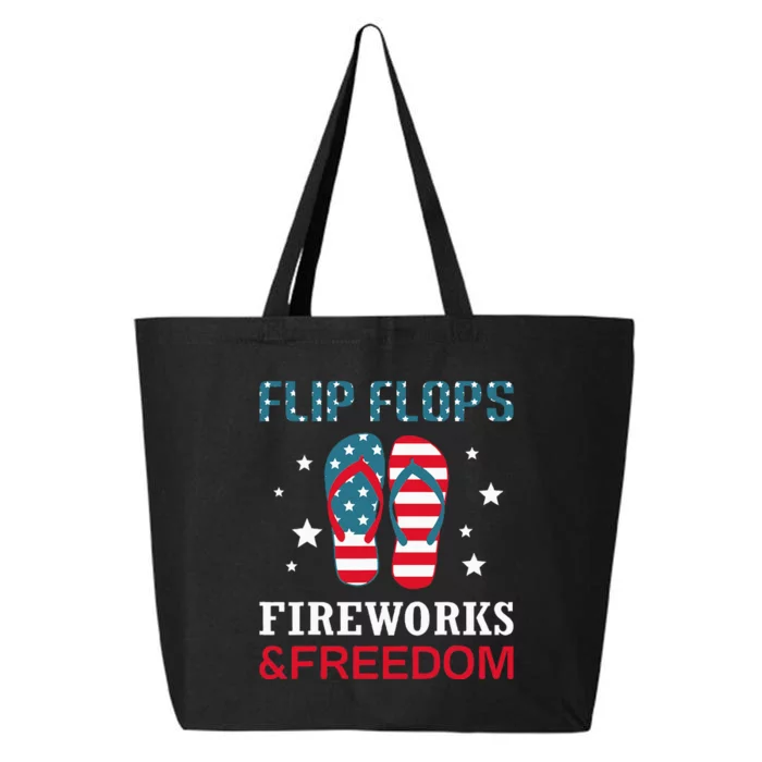 Flip Flops Fireworks And Freedom 4th Of July 25L Jumbo Tote