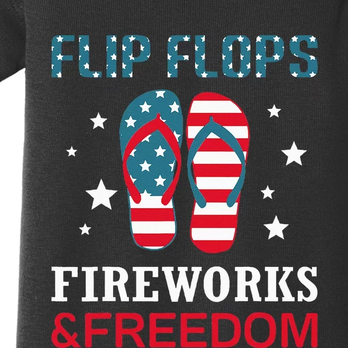 Flip Flops Fireworks And Freedom 4th Of July Baby Bodysuit