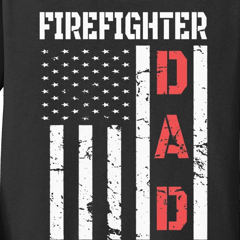 Firefighter Flag Fathers Day 2018 Dad Gifts Kids Long Sleeve Shirt