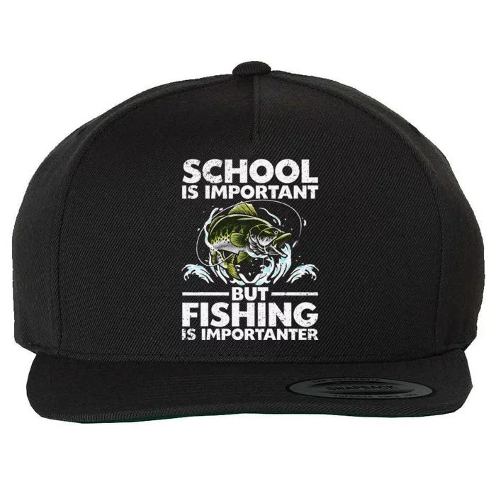 Funny Fishing Fish Saying Bass Fisherman Wool Snapback Cap