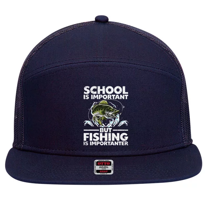 Funny Fishing Fish Saying Bass Fisherman 7 Panel Mesh Trucker Snapback Hat