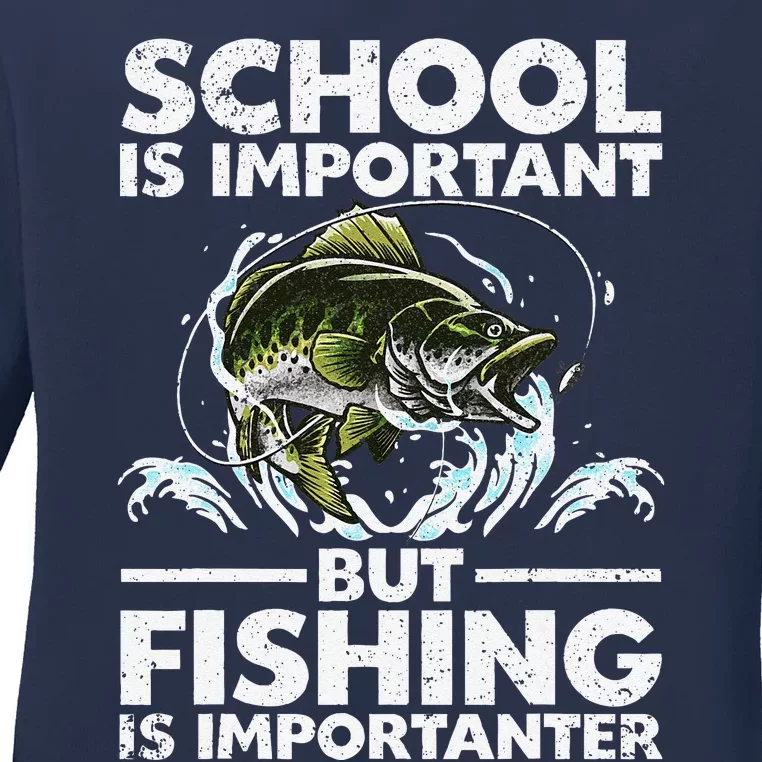 Funny Fishing Fish Saying Bass Fisherman Ladies Long Sleeve Shirt