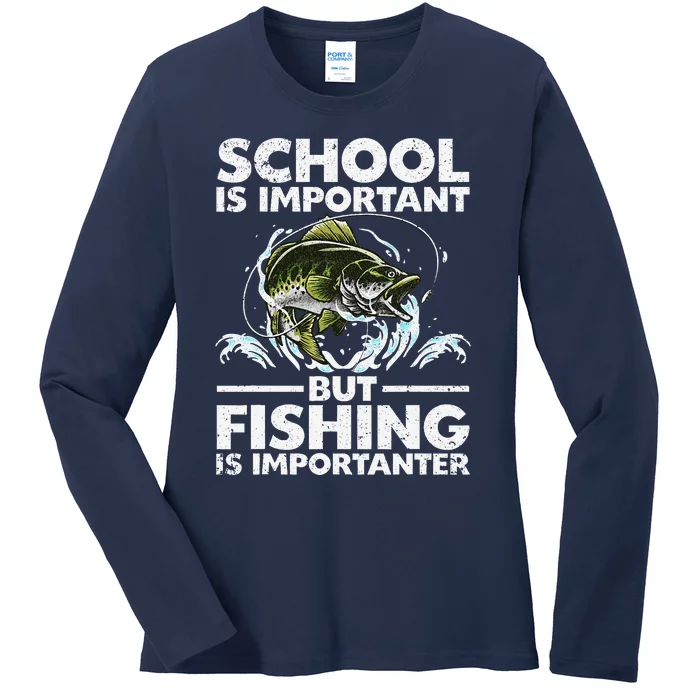 Funny Fishing Fish Saying Bass Fisherman Ladies Long Sleeve Shirt