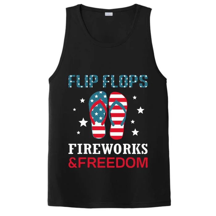 Flip Flops Fireworks And Freedom 4th Of July Performance Tank