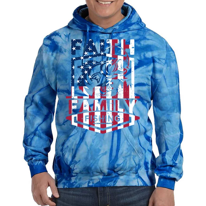 Faith Family Fishing Quotes American Flag Cool Gift Tie Dye Hoodie