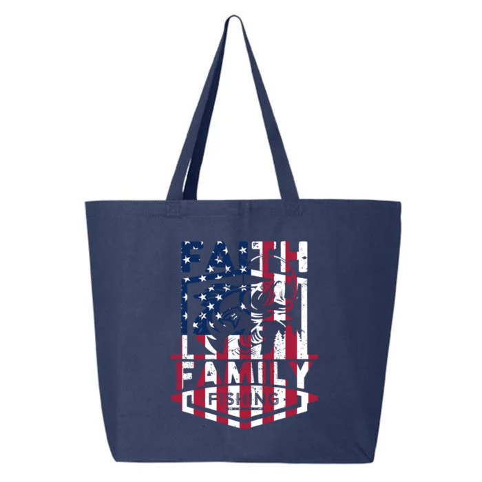 Faith Family Fishing Quotes American Flag Cool Gift 25L Jumbo Tote