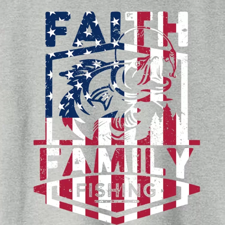 Faith Family Fishing Quotes American Flag Cool Gift Women's Crop Top Tee