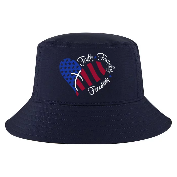 Faith Family Freedom USA Heart Cool Comfort Performance Bucket Hat