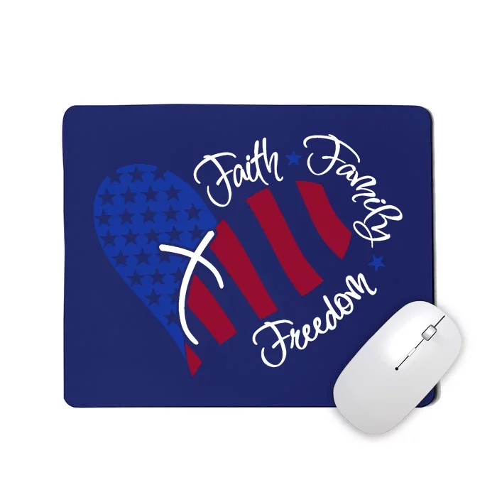 Faith Family Freedom USA Heart Mousepad