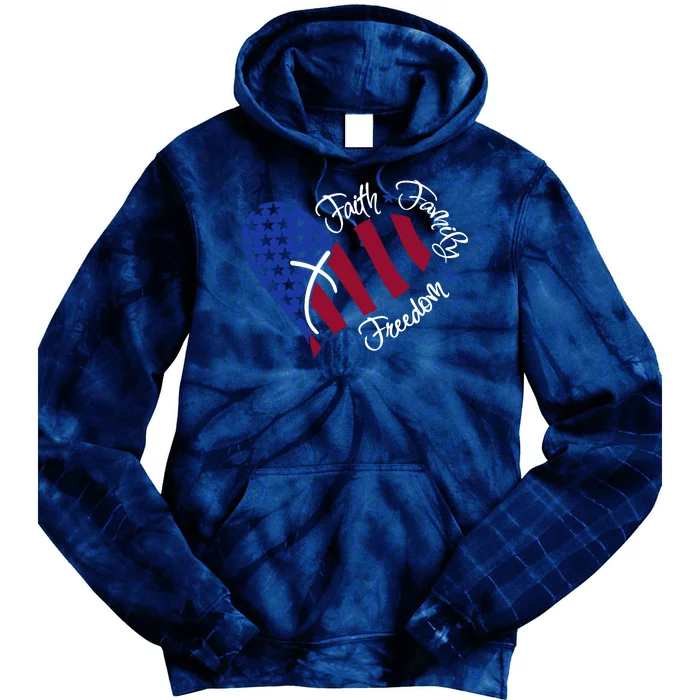 Faith Family Freedom USA Heart Tie Dye Hoodie