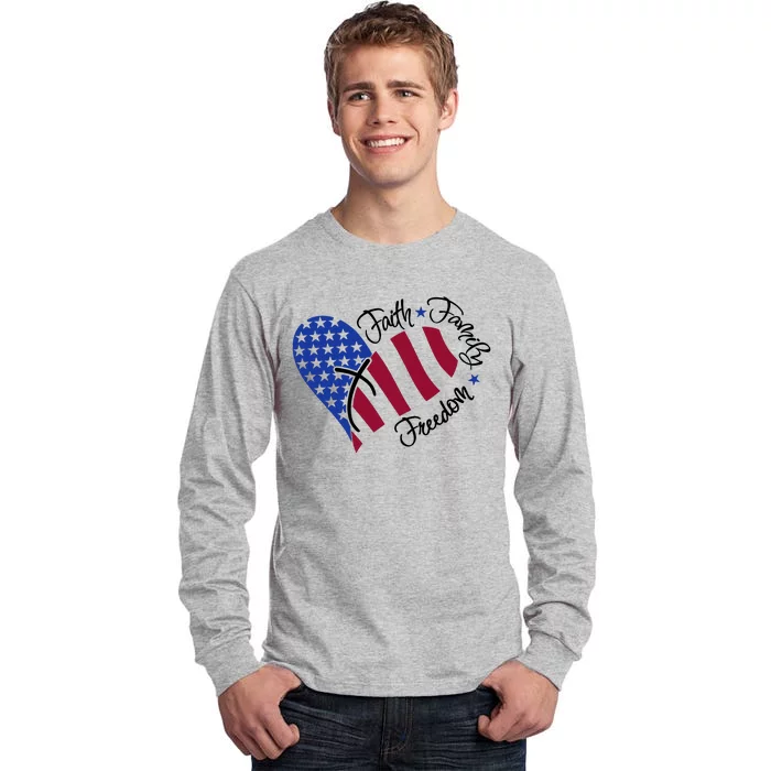 Faith Family Freedom USA Heart Tall Long Sleeve T-Shirt