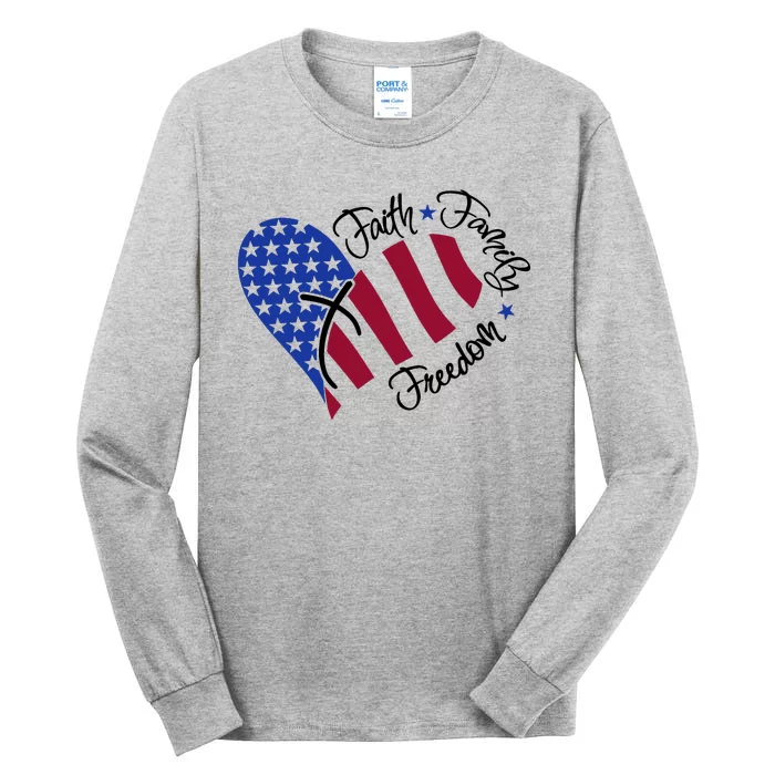 Faith Family Freedom USA Heart Tall Long Sleeve T-Shirt