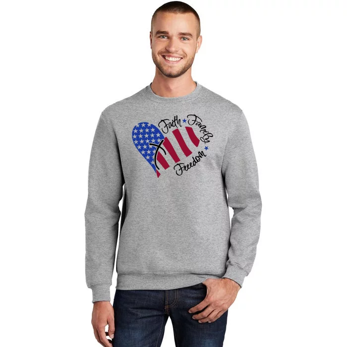 Faith Family Freedom USA Heart Tall Sweatshirt