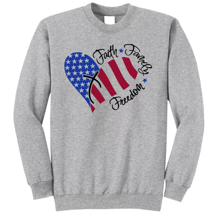 Faith Family Freedom USA Heart Tall Sweatshirt