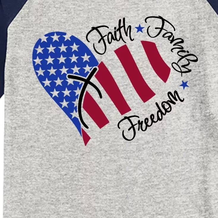 Faith Family Freedom USA Heart Kids Colorblock Raglan Jersey